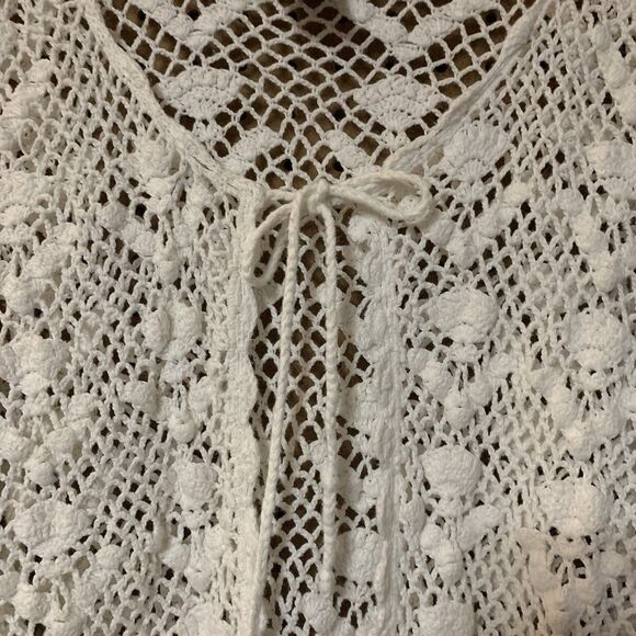 Tiara International Cardigan Sweater Crochet Knit Open Weave Coquette Boho Med - Picture 3 of 6